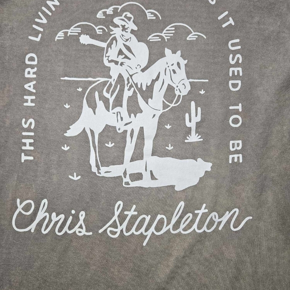 Chris Stapleton Mens Large Graphic T-Shirt‎ Distressed Soft Faded Cotton Tee NEW - Picture 4 of 9